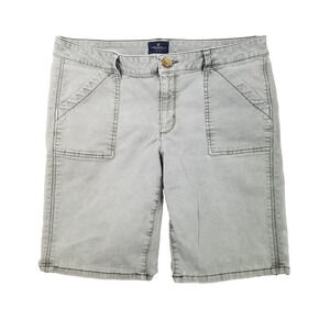 American Eagle Shorts Womens 14 Gray Bermuda Stretch Casual Front Pocket Chino